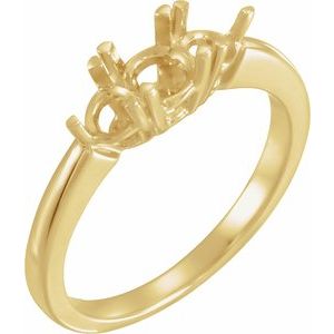 14K Yellow Gold Three-Stone Engagement Ring Mounting
