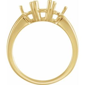 14K Yellow Gold Three-Stone Engagement Ring Mounting
