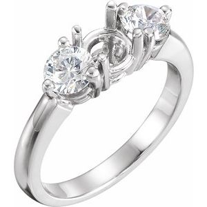 14K White Gold 1 CTW Natural Diamond Semi-Set Engagement Ring
