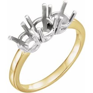 14K Yellow/White Gold  Three-Stone Engagement Ring Mounting