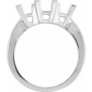 14K White Gold 5x5 mm Square Three-Stone Engagement Ring Mounting