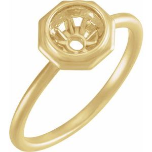 14K Yellow Gold 6.5 mm Round Bezel-Set Solitaire Engagement Ring Mounting with Bead Blast Finish