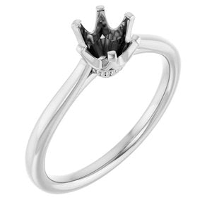 14K White Gold 5.8 mm Round Engagement Ring Mounting