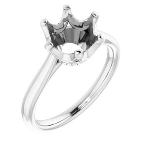 10K White Gold 9 mm Round Engagement Ring Mounting