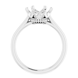 10K White Gold 9 mm Round Engagement Ring Mounting