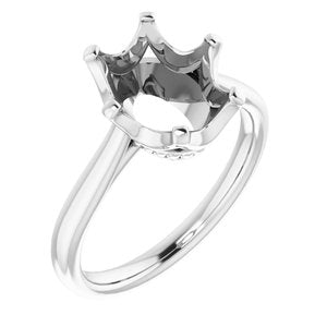 14K White Gold 11x9 mm Oval Engagement Ring Mounting