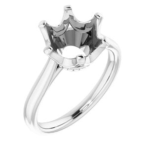 10K White Gold 10 mm Round Engagement Ring Mounting