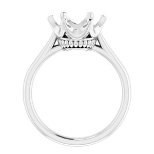 10K White Gold 10 mm Round Engagement Ring Mounting