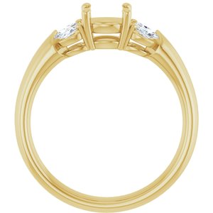 14K Yellow Gold 6 mm Round 1/3 CTW Natural Diamond Semi-Set Engagement Ring 