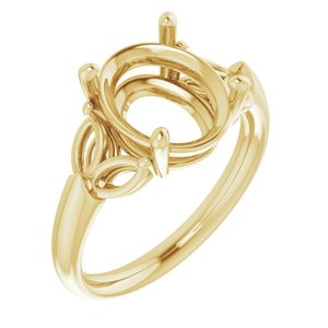 14K Yellow Gold 11x9 mm Oval Engagement Ring Mounting