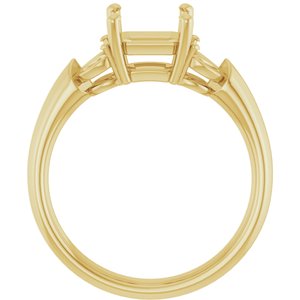 14K Yellow Gold 7 mm Asscher Engagement Ring Mounting