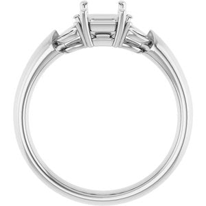 14K White Gold 7x5 mm Emerald Engagement Ring Mounting