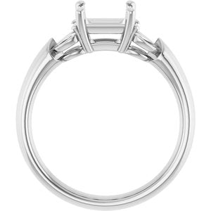 14K White Gold 5.5 mm Square Engagement Ring Mounting