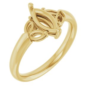 14K Yellow Gold 9x4.5 mm Marquise Engagement Ring Mounting