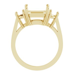 14K Yellow Gold 12x10 mm Emerald Engagement Ring Mounting