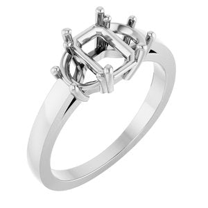 10K White Gold 7x5 mm Emerald Engagement Ring Mounting