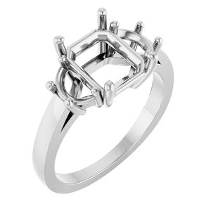 14K White Gold 9x7 mm Emerald Engagement Ring Mounting