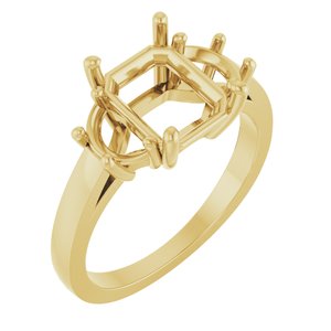 14K Yellow Gold 9x7 mm Emerald Engagement Ring Mounting