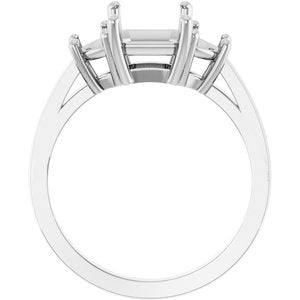 14K White Gold 9x7 mm Emerald Engagement Ring Mounting