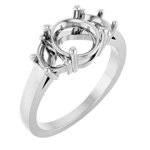14K White Gold 7.4 mm Round Engagement Ring Mounting