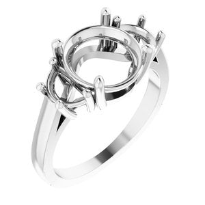 14K White Gold 9.4 mm Round Engagement Ring Mounting