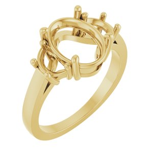 14K Yellow Gold 10x8 mm Oval Engagement Ring Mounting