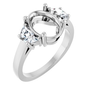 Platinum 10x8 mm Oval 3/4 CTW Natural Diamond Semi-Set Engagement Ring