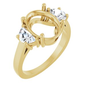 14K Yellow Gold 5.5x3.4 mm Oval 3/4 CTW Lab-Grown Diamond Semi-Set Engagement Ring