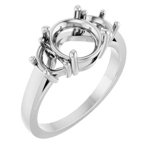 14K White Gold 8 mm Round Engagement Ring Mounting