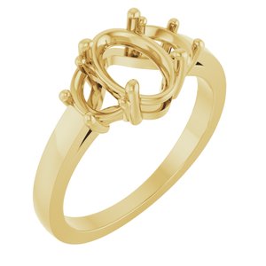 14K Yellow Gold 8x6 mm Oval Engagement Ring Mounting
