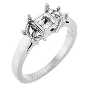 14K White Gold 5 mm Square Engagement Ring Mounting