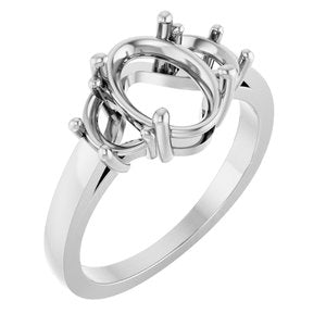 14K White Gold 9x7 mm Oval Engagement Ring Mounting