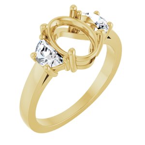 14K Yellow Gold 9x7 mm Oval 3/4 CTW Lab-Grown Diamond Semi-Set Engagement Ring