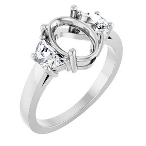 14K White Gold 9 x 7 mm Oval 3/4 CTW Lab-Grown Diamond Semi-Set Engagement Ring
