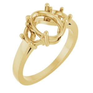 14K Yellow Gold 9x7 mm Oval Engagement Ring Mounting