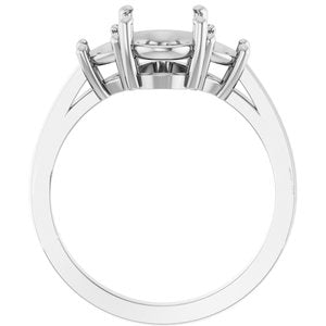 14K White Gold 9x7 mm Oval Engagement Ring Mounting
