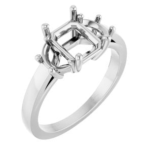 14K White Gold 8x6 mm Emerald Engagement Ring Mounting