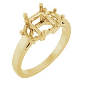 14K Yellow Gold 8x6 mm Emerald Engagement Ring Mounting