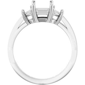 14K White Gold 8x6 mm Emerald Engagement Ring Mounting