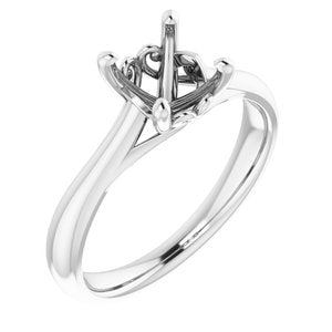 14K White Gold  7 mm Round Solitaire Engagement Ring Mounting