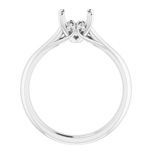 14K White Gold  7 mm Round Solitaire Engagement Ring Mounting