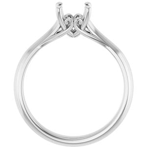 14K White Gold  6.5 mm Round Solitaire Engagement Ring Mounting