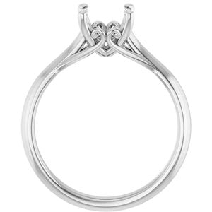 14K White Gold  7.4 mm Round Solitaire Engagement Ring Mounting