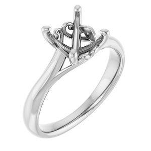 14K White Gold  8 mm Round Solitaire Engagement Ring Mounting