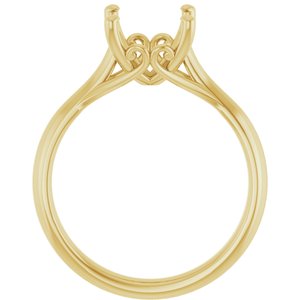 14K Yellow Gold  8 mm Cushion Solitaire Engagement Ring Mounting