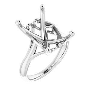 10K White Gold  15x11 mm Emerald Solitaire Engagement Ring Mounting