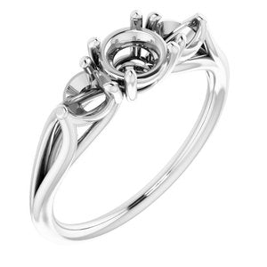 14K White Gold  5.5 mm Round Engagement Ring Mounting