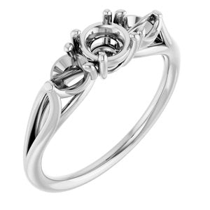 14K White Gold  5.2 mm Round Engagement Ring Mounting