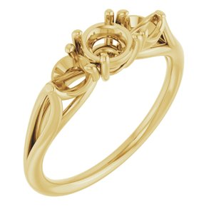 14K Yellow Gold  5.2 mm Round Engagement Ring Mounting