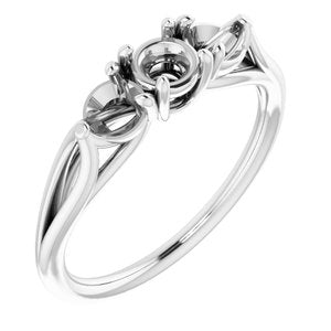 14K White Gold  4.4 mm Round Engagement Ring Mounting